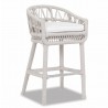 Dana Rope Bar Stool With Cushion in Linen Canvas - Front Side Angle