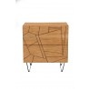  Alpine Furniture Trapezoid Nightstand in Cerused Wheat - Front