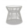 Miami End Table with Honed Carrara Marble Top - Front Angle