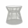 Miami End Table with Honed Carrara Marble Top - Front Angle - Miami End Table with Honed Carrara Marble Top - Front Angle