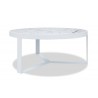 Contemporary 38" Round Coffee Table - Frost Finish Honed Cararra Top