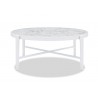 Post Leg 40" Round Coffee Table Frost Finish with Honed Carrara top