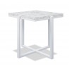 Square End Table With Honed Carrara Marble - Frost in Front Side Angle