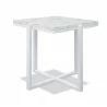 Square End Table With Honed Carrara Marble - Frost in Front Side Angle - Square End Table With Honed Carrara Marble - Frost in Front Side Angle