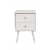Alpine Furniture Flynn Mid Century Modern 2 Drawer Nightstand, White - Front Angle