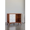 Alpine Furniture Flynn Accent Cabinet, Acorn/White - Front Opened Angle