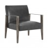 Sunpan Earl Lounge Chair in Ash Grey - Brentwood Charcoal Leather - Front Side Angle