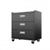 Manhattan Comfort Fortress Textured Metal 31.5" Garage Mobile Chest with 3 Full Extension Drawers in Charcoal Grey Side