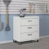 Manhattan Comfort Fortress Textured Metal 31.5" Garage Mobile Chest with 3 Full Extension Drawers in White - Manhattan Comfort Fortress Textured Metal 31.5" Garage Mobile Chest with 3 Full Extension Drawers in White
