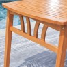 Vifah Kapalua Honey Eucalyptus Wooden Outdoor Dining Table with Umbrella Hole, Seat Closeup View 2