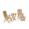 Anderson Teak Katana Recliner Folding Armchair with 27" Round Folding Table and Katana Foot Stool 3