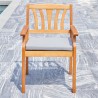 Vifah Kapalua Honey Nautical Outdoor Eucalyptus Wooden Dining Chair, Front Angle