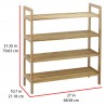 Oceanstar 4-Tier Bamboo Shoe Rack - Natural - Dimensions