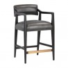 Sunpan Keagan Counter Stool in  Brentwood Charcoal Leather - Front Side Angle