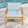 Vifah Kapalua Honey Nautical Curve Eucalyptus Wooden Outdoor Sofa Chair with Cushion, Front Angle - Vifah Kapalua Honey Nautical Curve Eucalyptus Wooden Outdoor Sofa Chair with Cushion, Front Angle