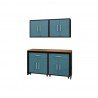Manhattan Comfort Eiffel 5-Piece Garage Storage Set in Matte Black and Aqua Blue
