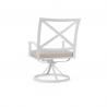 Bristol Swivel Dining Chair in Canvas Flax w/ Self Welt - Back Side Angle