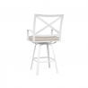 Sunset West Bristol Swivel Barstool With Cushions In Canvas Flax With Self Welt - Back Angled