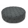 Baxton Studio Cardiff Dark Gray Linen Modern Tufted Ottoman - Top Angled