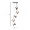 Zuo Modern Meteor Shower Ceiling Lamp Chrome - With Dimensions