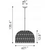 Zuo Modern Paradise Ceiling Lamp Gray - Full Dimensions - Zuo Modern Paradise Ceiling Lamp Gray - Full Dimensions