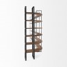 Mercana Taunton II 80L x 10.5W x 90H Dark Brown Wood And Black Iron Six Shelving Unit Side