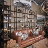 Mercana Taunton II 80L x 10.5W x 90H Dark Brown Wood And Black Iron Six Shelving Unit
