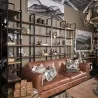 Mercana Taunton II 80L x 10.5W x 90H Dark Brown Wood And Black Iron Six Shelving Unit - Mercana Taunton II 80L x 10.5W x 90H Dark Brown Wood And Black Iron Six Shelving Unit