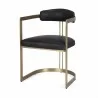 Mercana Hollyfield II Black Leather Seat Gold Iron Frame Dining Chair - Mercana Hollyfield II Black Leather Seat Gold Iron Frame Dining Chair