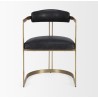 Mercana Hollyfield II Black Leather Seat Gold Iron Frame Dining Chair Front