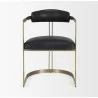 Mercana Hollyfield II Black Leather Seat Gold Iron Frame Dining Chair Front - Mercana Hollyfield II Black Leather Seat Gold Iron Frame Dining Chair Front