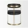 Mercana Hollyfield II Black Leather Seat Gold Iron Frame Dining Chair Back - Mercana Hollyfield II Black Leather Seat Gold Iron Frame Dining Chair Back