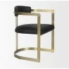 Mercana Hollyfield II Black Leather Seat Gold Iron Frame Dining Chair Side - Mercana Hollyfield II Black Leather Seat Gold Iron Frame Dining Chair Side