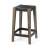 Mercana Nell 26" Seat Height Black Metal Seat & Foot Rest With Brown Wood Legs Stool  1