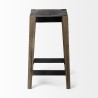 Mercana Nell 26" Seat Height Black Metal Seat & Foot Rest With Brown Wood Legs Stool  2