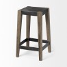 Mercana Nell 26" Seat Height Black Metal Seat & Foot Rest With Brown Wood Legs Stool  Front