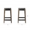 Mercana Nell 26" Seat Height Black Metal Seat & Foot Rest With Brown Wood Legs Stool  Set