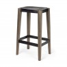 Mercana Nell 30" Seat Height Black Metal Seat & Foot Rest With Brown Wood Legs Stool 3