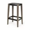 Mercana Nell 30" Seat Height Black Metal Seat & Foot Rest With Brown Wood Legs Stool 3 - Mercana Nell 30" Seat Height Black Metal Seat & Foot Rest With Brown Wood Legs Stool 3