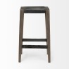 Mercana Nell 30" Seat Height Black Metal Seat & Foot Rest With Brown Wood Legs Stool 2