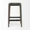 Mercana Nell 30" Seat Height Black Metal Seat & Foot Rest With Brown Wood Legs Stool Front - Mercana Nell 30" Seat Height Black Metal Seat & Foot Rest With Brown Wood Legs Stool Front