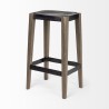 Mercana Nell 30" Seat Height Black Metal Seat & Foot Rest With Brown Wood Legs Stool 1