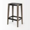 Mercana Nell 30" Seat Height Black Metal Seat & Foot Rest With Brown Wood Legs Stool 1 - Mercana Nell 30" Seat Height Black Metal Seat & Foot Rest With Brown Wood Legs Stool 1