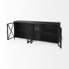 Mercana Poppy I 79x16 Black Metal With Glass Door Sideboard Open - Mercana Poppy I 79x16 Black Metal With Glass Door Sideboard Open
