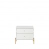 Manhattan Comfort Jasper Nightstand with Steel Gold Legs in Off White Matte Front