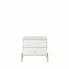 Manhattan Comfort Jasper Nightstand with Steel Gold Legs in Off White Matte Front - Manhattan Comfort Jasper Nightstand with Steel Gold Legs in Off White Matte Front