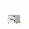 Manhattan Comfort Jasper Nightstand with Steel Gold Legs in Off White Matte - Manhattan Comfort Jasper Nightstand with Steel Gold Legs in Off White Matte