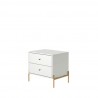Manhattan Comfort Jasper Nightstand with Steel Gold Legs in Off White Matte