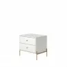 Manhattan Comfort Jasper Nightstand with Steel Gold Legs in Off White Matte - Manhattan Comfort Jasper Nightstand with Steel Gold Legs in Off White Matte