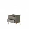 Manhattan Comfort Jasper Nightstand with Steel Gold Legs in Grey Gloss Open